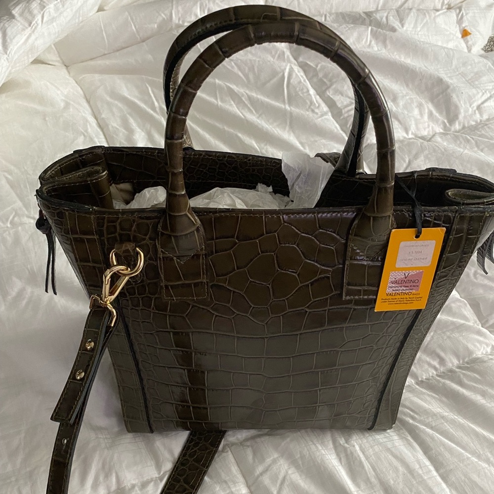 Valentino by Mario Valentino Charmont Croc Embossed Handbag/Tote